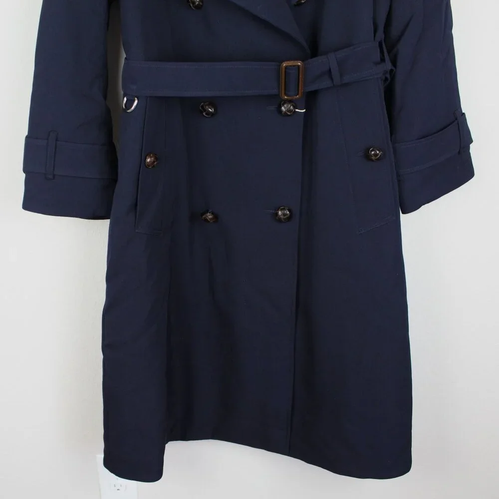 NWT Burberry Gemini Wool Trench Coat, US 12, Dark Blue Luxe Belted Iconic Style - Picture 11 of 16